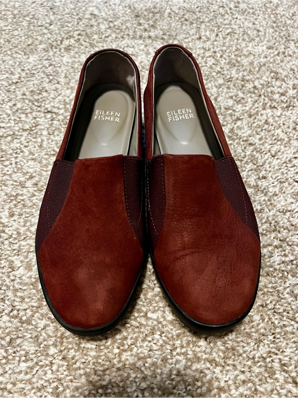 Eileen Fisher Burgundy Suede Slip-On Flats